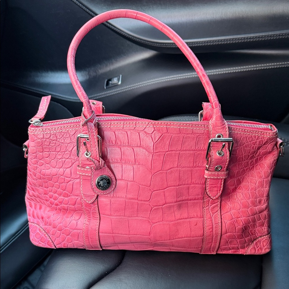 Dooney & Burke Elegant Pink Crocodile-Embossed Handbag